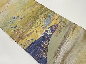 引箔花鳥模様織出し袋帯